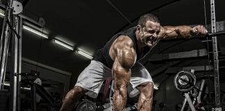 Culturista entrenamiento con mancuerdas para el crecimiento muscular